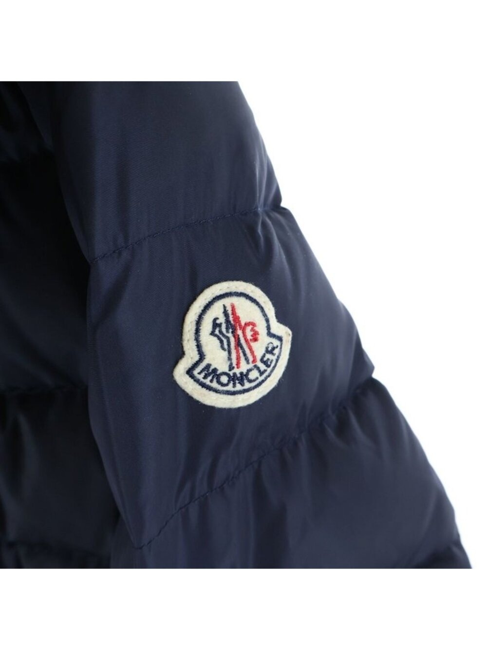 Moncler Flammette Down Coat Nylon Hood Navy - Picture 5 of 8